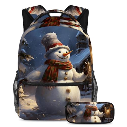 Sac à dos bonhomme de neige de Noël grand volume pour ranger toutes les affaires