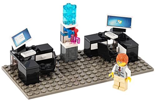 Custom Toys & Hobbies Inc Building Bricks Businessman Lawyer Full Office Setup 2 L Desks Keyboards Computers Water Cooler & Minifigure Miniature Afol Holiday Birthday Gift For Kids #TOP7