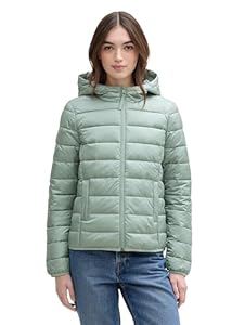 TOM TAILOR Denim Damen Lightweight Steppmantel mit Kapuze,28991 - gleam jade green, M