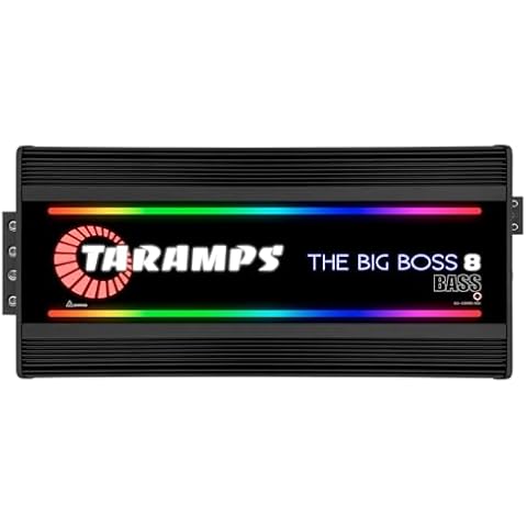 Taramps The Big Boss 8 Bass Black Color Amplifier 0.5 to 2 Ohms 8000 Watts RMS 108 RGB Effects, Multi Impedance, Monoblock Class D, Smart 8k Car Audio Cover