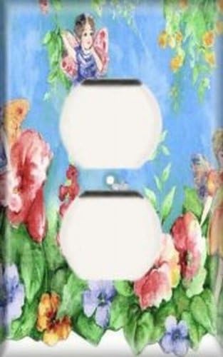 Flower Fairy 2 Decorative Outlet Cover - Single Duplex Receptacle Wall Plate