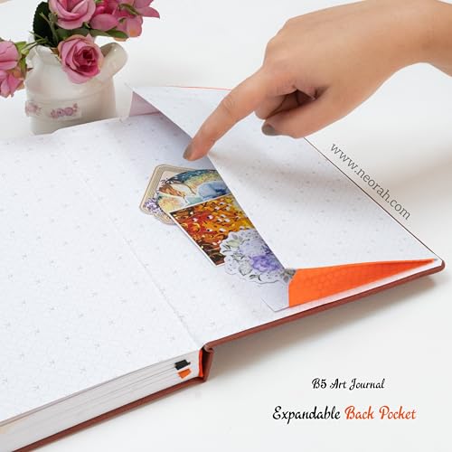 Image of NEORAH - B5 - ART JOURNAL | 200Gsm Dotgrid Notebook |160 Pages(25.0 x 17.5 cm) | Lay Flat |Hard Cover Bullet - Journal |3 Bookmarks |Elastic Closure | Inner BackPocket | Ideal-Bujo,Sketchbook (BROWN)