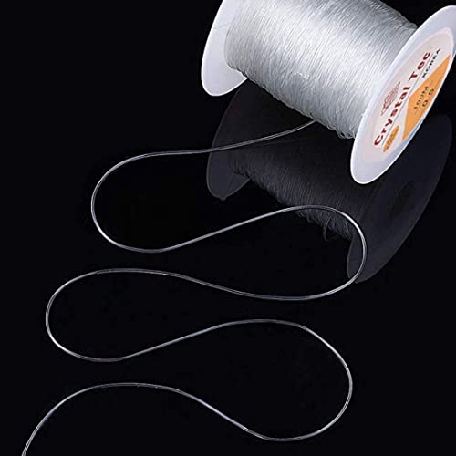 JZZJ Elastic Beading Threads Jewelry Making String Stretchy Polyester Cord for Bracelets and Crafts, 0.8 mm, 100 m, Clear by JZZJ