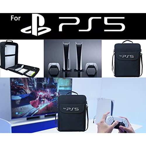 Mochila para consola PS5 Bolsa de almacenamiento PS5 de gran capacidad Estuche de transporte Compatible con monitor, auriculares, juegos, cargador y accesorios, Negro, regular - imagen 2