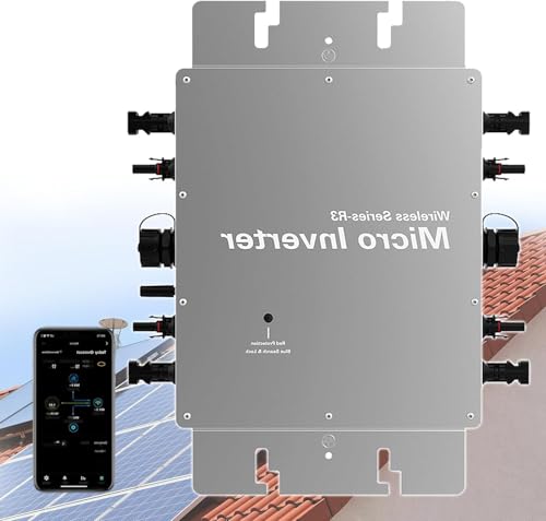 Solar Micro Inverter, WiFi App Control, 22-60V DC Input, 120-230V AC Output, APP Monitoring, IP65 Waterproof, Pure Sine Wave Home Energy Converter