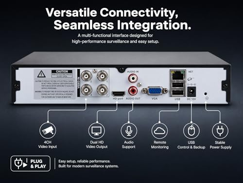 Xenocam DVR 4 Kanäle 1080N Hybrid 5 in 1 AHD 1080p NVR+1080N AHD+960H Analog + TVI + CVI Sicherheitssystem DVR Standalone Videorekorder