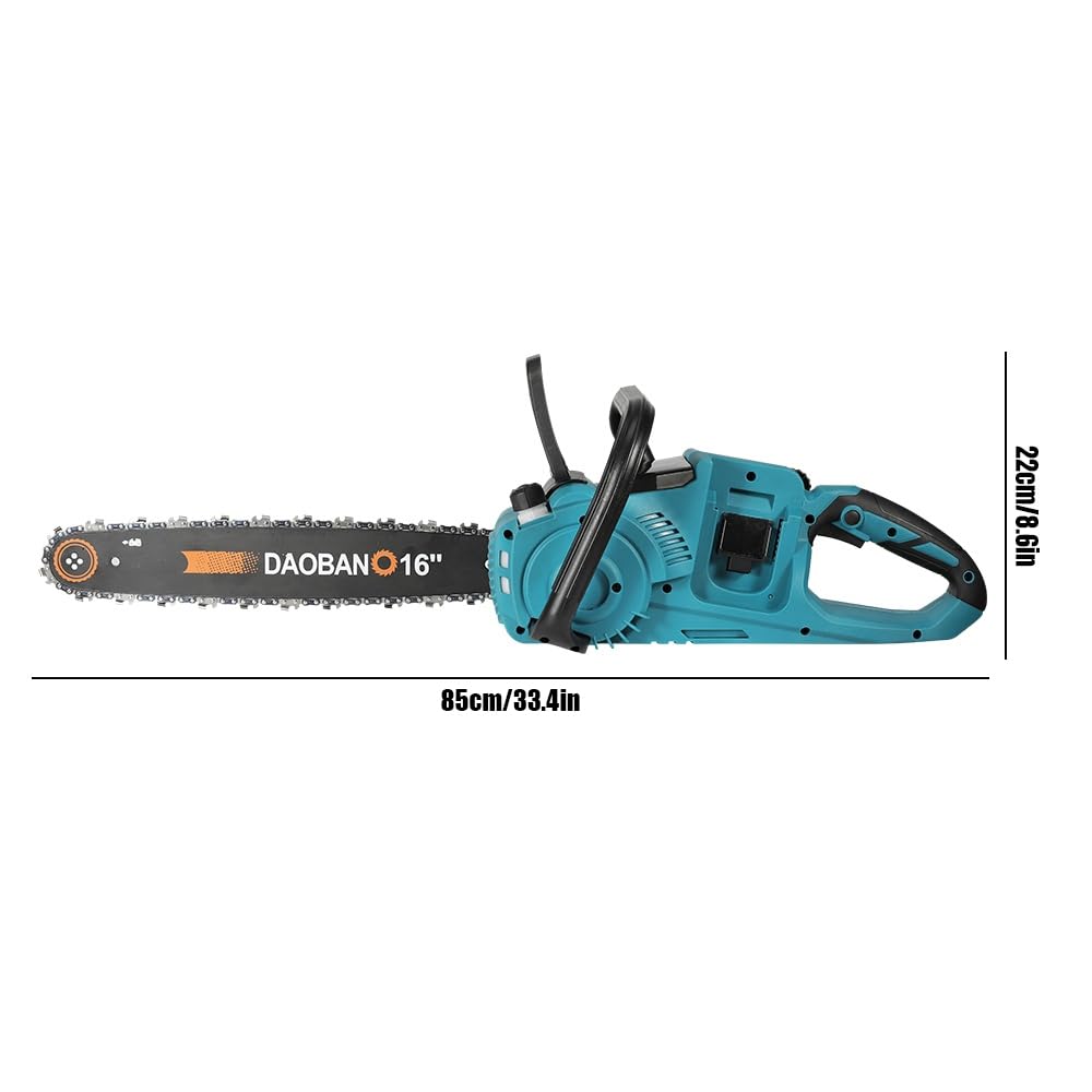 Motosierra Profesional con Batería, Motosierra Eléctrica Inalámbrica de 1500W, Batería de 6000 mAh, Barra de Cadena de 40 cm, Velocidad de Cadena 18 m/s, Sistema de Lubricación Automática (Azul)