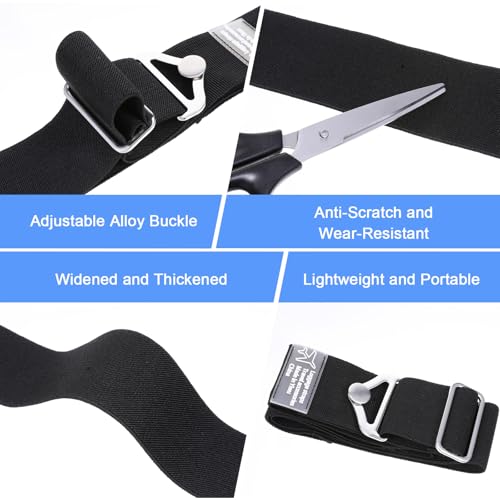 Image of 2-in-1 Travel Belt for Luggage, Add a Bag Luggage Straps Suitcase Travel Belt Over Handle for Carry On Bag, Adjustable Elastic Luggage Belt Bag Bungee Travel Accessories, Black, 30 to 52 inch