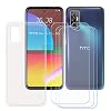 FZYM Case for HTC Desire 21 Pro 5G + 3 Pack Tempered Glass Screen Protector Protective Film,Slim Transparent Soft Gel TPU Silicone Protection Phone Case Cover for HTC Desire 21 Pro 5G (6.7") - Thumbnail Image 1