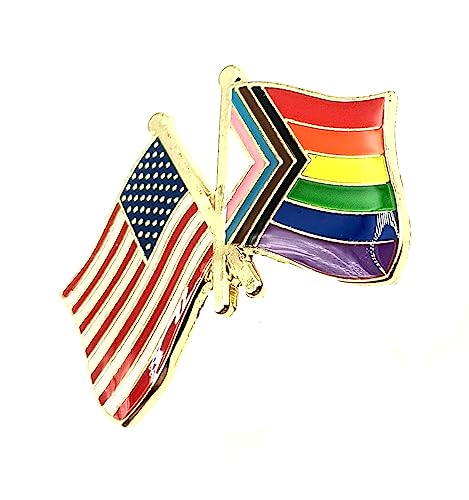 Progress Pride Gay LGBT United States of America USA American Friendship Metal Enamel Country Flags Pin Badge LGBTQ+