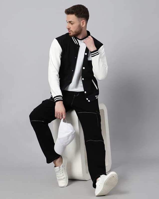 Image of BE SAVAGE Men's Cotton Blend Standard Length Varsity Jacket