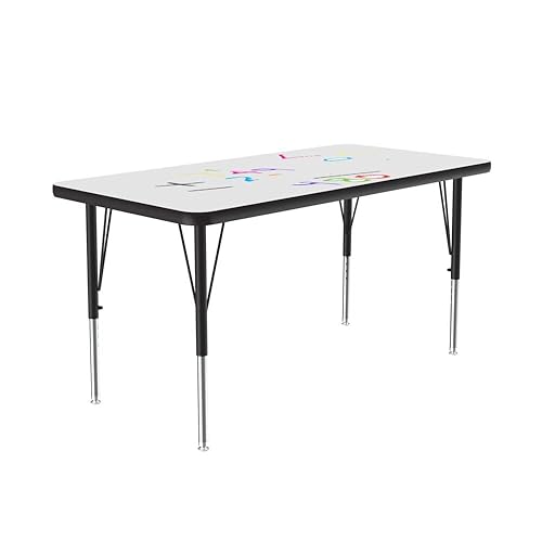 Mesa rectangular de 36 x 60 pulgadas, mesa de actividades superior de borrado en seco para el aula, altura ajustable (19-29), laminado de alta