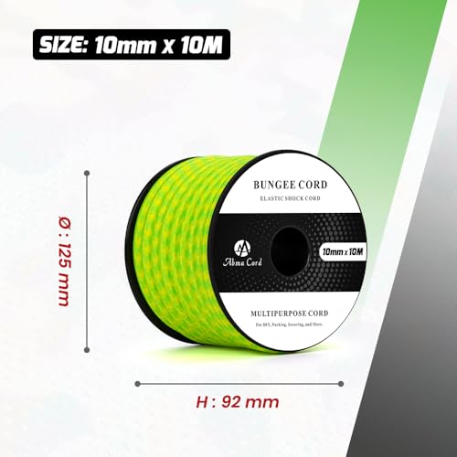 Abma Cord Bungee Cord 10mm 10M Elastic Shock Cord 100% Stretch Elastic Bungee Rope for Tarpaulin Trailer, Backpack, Tent Pole - Image 2