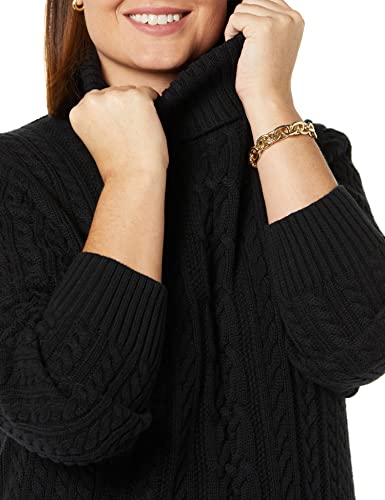 Amazon Essentials Women's Fisherman Cable Turtleneck Sweater (Available In Plus Size), Black, Medium #TOP4