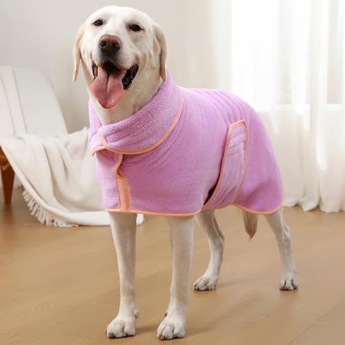 Zorela Hundebademantel, Superweicher Bademantel Hund aus Korallenvlies, Hunde Bademantel Hundehandtuch Extra Saugfähig für nach dem Bad, Strand, Pool