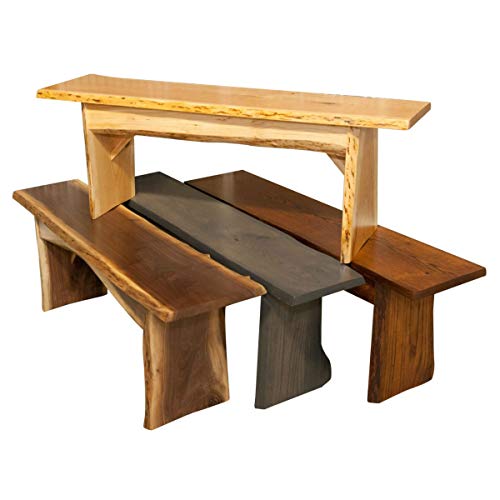 Image of Rustic Red Door Co. Live Edge Wood Bench for Dining Table, Entryway, Bedroom, Living Room Accent, Solid Wooden Slab, Rustic Furniture, 5' Long, Rustic Cherry Wood with Clear Coat