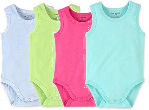 Blueleyu - Body - Suave - Sin mangas - para bebé niña 4-pack (Solid) 12-18 Meses