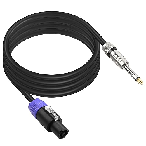 PNGKNYOCN Speakon to 1/4 TS Speaker Cable,12AWG NL4FC 2 Pin Speakon Male to 6.35mm (1/4") Mono Male Audio Amplifier Speaker Cord(2M/6.6FT)