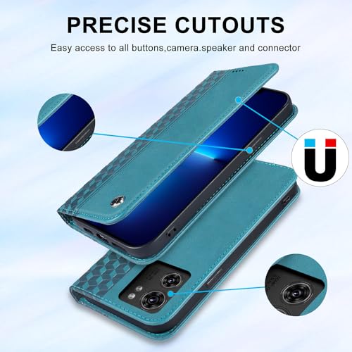 Image of Wallet Case for Motorola Edge 2023 6.6 inch - Moto Edge 2023 Flip Case [Strong Magnetic] PU Leather Folio Case with Card Holder Kickstand Protective Phone Cover - Green