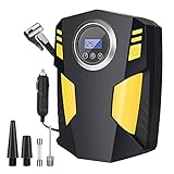 KEPEAK Elektrische Luftpumpe 12V Luftkompressor mit 3M Netzkabel, Notfall-LED-Licht, LCD Bildschirm & DREI Düsen, Geeignet für Auto, Fahrrad, Motorrad, Ball, Luftkissen usw.