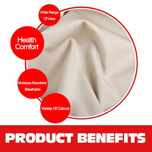 Image of 100% Beige Cotton Fabric for Sewing by 1 Yard, 59 inchWidth Quilting Fabric Medium Weight 5.8 oz, Muslin Fabric by The Yard, Embroidery Cloth