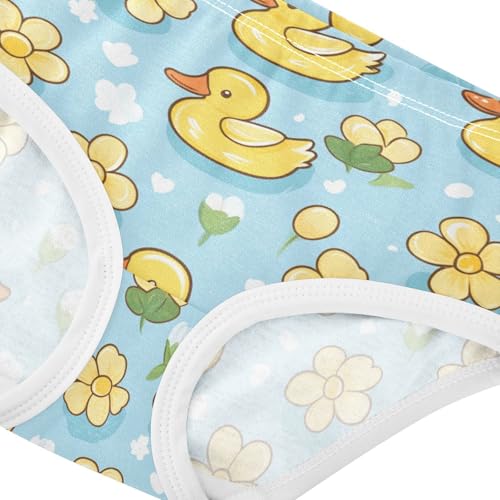 Wusikd Cute Yellow Duck Girls' Underwear Cotton Flowers Cartoon Girls Briefs Soft Toddler Underwear 2T4