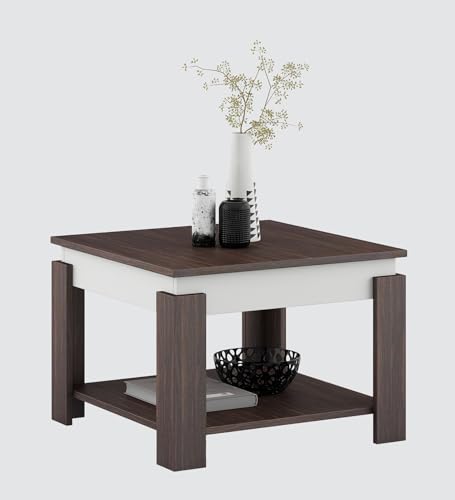 Image of Alex Center Table | Engineered Wood | Choco Walnut Finish | Modern Living Room Coffee Table with Open Shelf Storage | Knock-Down Assembly | 3-Year Warranty