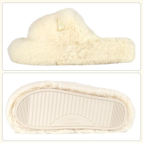 Women's Fuzzy Slippers | Comfy Memory Foam Plush Slides3
