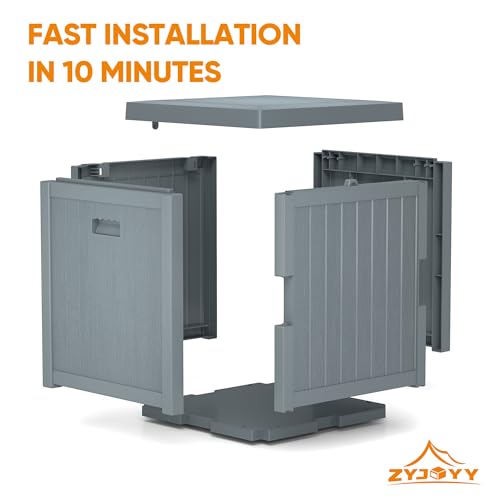 image for ZYJOYY 51 Gallon Resin Deck Box, Outdoor Storage Box Waterproof for Pa