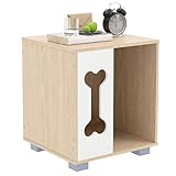 PETSITE Wooden Dog House for Small Sized Dogs, Indoor Dog Cage Nightstand Side End Table with Anti-Slip Robust Metal Legs and Spacious Tabletop, 17 x 16 x 19.5 Inches