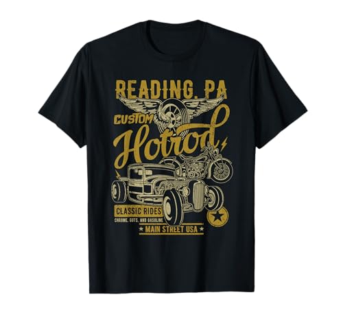 Reading PA USA Vintage Hotrod Diseño de estilo envejecido Camiseta