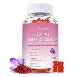 Saffron Supplements Gummies for Kids & Adults,Sugar Free,with Ashwagandha,L-Theanine,Chamomile,St. John's Wort,Lemon Balm,Vitamin D3 B6, Magnesium,Zinc Gummies for Zzz, Mood, Focus & Vision 60 Cnt