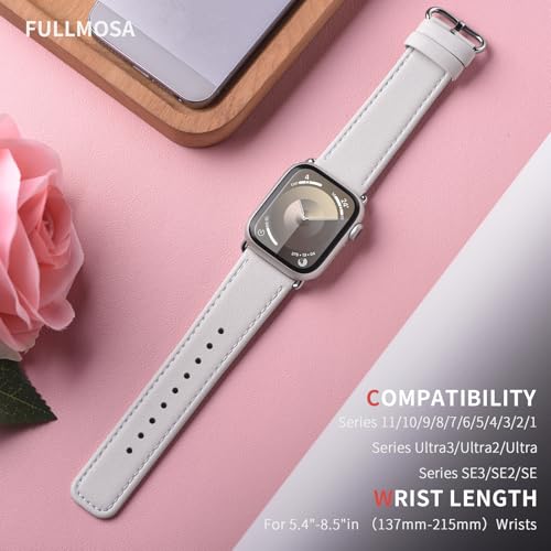 Image of Fullmosa Compatible Apple Watch Band 49 /46 /45 /44 /42 /41 /40Premium Genuine Leather Replacement Strap, Compatible with Apple Watch Series Ultra3 /2 /1 SE3 /2 /1 11 /10 /9 /8 /7 /6 /5 /4 for Men and Women