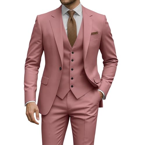 Men's 3-Piece Suit Set, Classic Slim Fit, Wedding Suits for Men with Vest, Formal Business Attire