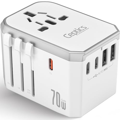 Ceptics 6-in-1 Universal Travel Adapter with PD USB-C and 2x USB-A/2x USB-C