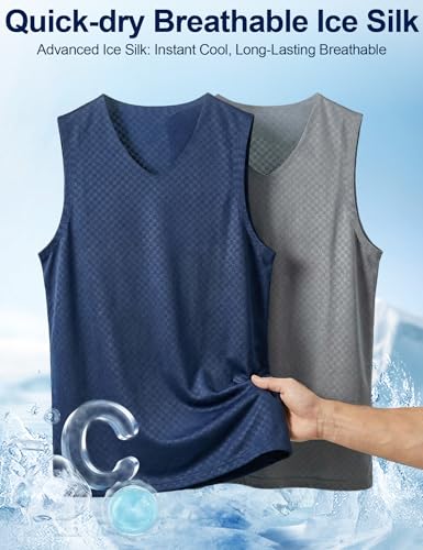 Image of Venzina Men's Cooling Sleeveless Shirt - Quick Dry Athletic Vestfor Cycling & Gym, Breathable Casual Tank Top with SeamlessFit | All-Day Comfort for Workout and Lounge