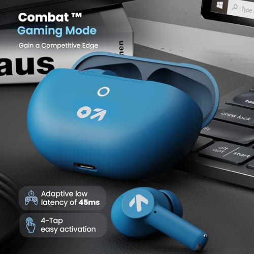Image of GOBOULT W40 TWS with Zen Quad Mic ENC, 48Hr Playtime,13mm Large Drivers, 45ms Low Latency Gaming, 5.3v Bluetooth Calling, Fast Charging, Health Monitoring (Denim Blue)