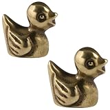 MHYGKTXRA 2pc Little Duck Ornament, Brass Statue Art Craft, Tea Pet, for Home Living Room Office Cafe Decor, Room Tabletop Display Entryway Decor