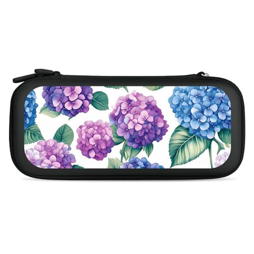 Hydrangeas Flowers Compatible with Switch Carrying Case Hard Travel Game Bag Pouch with 15 Games Accessories Black-style