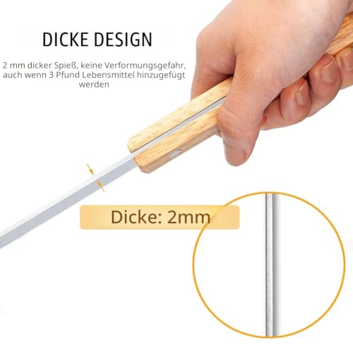 Goutime adana Spieße für Kabobs,Shish Kebab Holzspieße zum Grillen,Metall Edelstahl Barbecue BBQ Grill Spieße,kebab spieße breit,Set von 7 mit Tasche,(60cm lang,2.5cm Breite)