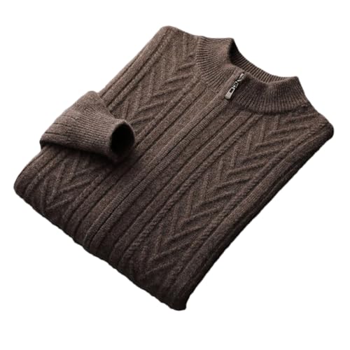 Men's Zipper Stand Collar Knitted Winter Wool Cashmere Cardigan Sweater