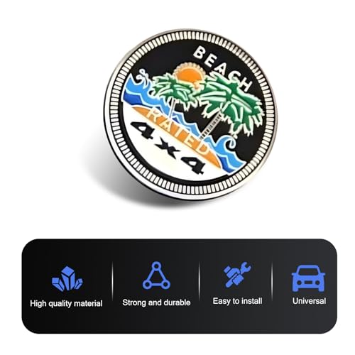 Image of Cocos Badge Rated Car Emblem, 3D Round Emblem Decals, 4 x 4 Car Badge Decals Stickers, Automotive Exterior Accessories, Compatible with Jeep Wrangler Vehicles Trucks SUV