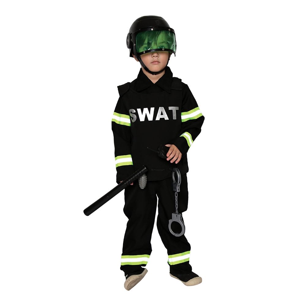 Mad Toys Swat Kids Professions Roleplay Halloween Dress Up Cosplay Book Week and World Book Day Child Costumes, Medium 5-6 Years