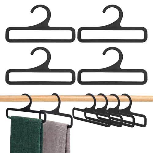 AHANDMAKER 10Pcs Scarf Hangers, Black Rectangular Towel Holder, Plastic Scarf Holder Organizer, Scarf Display Ties Organizer, Space Saving Hanging Hanger for Closet Shop Scarf Tie Belt Towel, 5.39x3