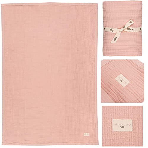 Migaloo Muslin Blankets, Baby Toddler Quilt, 4 Layers, 100 Cotton Stroller Blanket, Hypoallergenic,Super-Soft,Breathable And Lightweight Swaddle,Nursery & Crib Blanket, Large (47 X 35 H) #TOP3