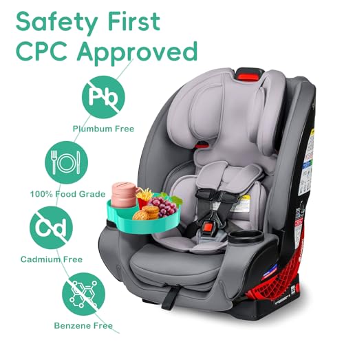 Image of [2 Packs] Kids Car Seat Tray, Travel Tray with Cup Holder for Toddler Baby, Kids Car Seat Food Snack Organizer for Road Trip, Stroller snack Organizer Travel Must Haves Toddler Must Haves (Cyanine)