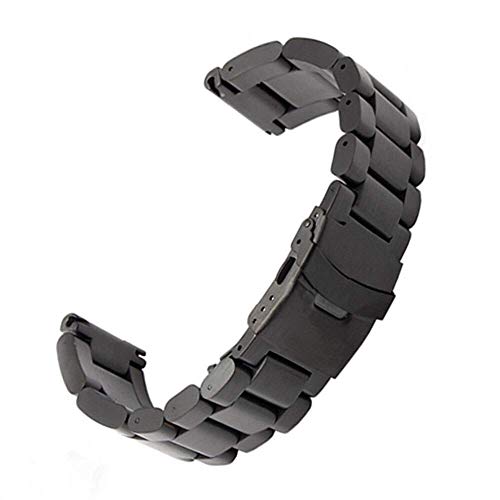 Bracelet montre noir 22mm fermoir deployant securise en acier solide