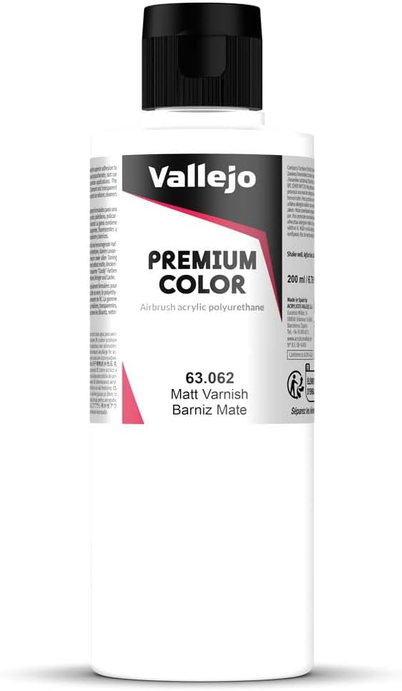 Vallejo - Premium Color Auxiliary | Matt Varnish 200 ml (6.76 fl.oz.) | Create a Clear Coat | Especially Resistant Final Protection