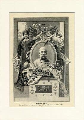 Kaiser Franz Josef II. K&K Wien Hofburg Sisi Austria around 1898 Wood Engraving GL 123