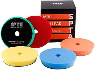 SPTA Podkładka polerska, 5 szt. 150 mm, gąbki do polerowania, wosku, zestaw piankowy do polerowania 125 mm, DA/RO, polerka, podwójne działanie, szlifowanie, polerowanie, woskowanie